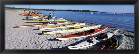 Framed Kayaks on the beach, Third Beach, Sakonnet River, Middletown, Newport County, Rhode Island (horizontal) Print