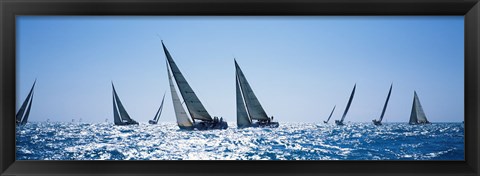 Framed Sailboats racing in the sea, Farr 40&#39;s race during Key West Race Week, Key West Florida, 2000 Print