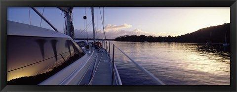 Framed Sailboat in the sea, Kingdom of Tonga,Vava&#39;u Group of Islands, South Pacific (horizontal) Print