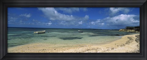 Framed Boats in the sea, North coast of Antigua, Antigua and Barbuda Print