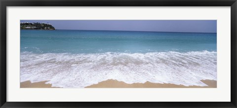 Framed Surf on the beach, Antigua, Antigua and Barbuda Print
