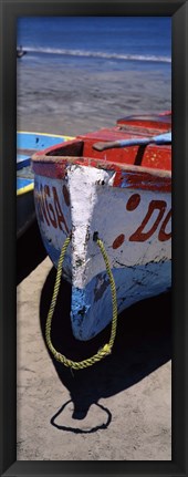 Framed Two fishing boats on the beach, Mazatalan, Mexico Print