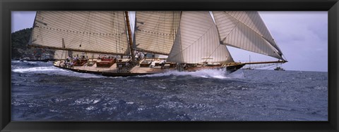 Framed Sailboat in the sea, Schooner, Antigua, Antigua and Barbuda Print