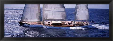 Framed Sailboat in the sea, Antigua (horizontal) Print