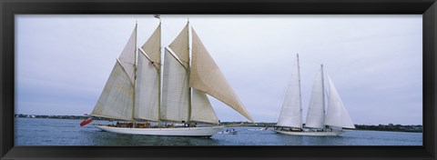 Framed Sailboats in the sea, Narragansett Bay, Newport, Newport County, Rhode Island, USA Print