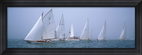 Framed Yachts racing in the ocean, Annual Museum Of Yachting Classic Yacht Regatta, Newport, Newport County, Rhode Island, USA Print