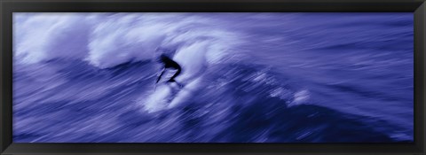 Framed High angle view of a person surfing in the sea, USA Print