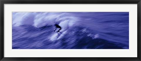 Framed High angle view of a person surfing in the sea, USA Print