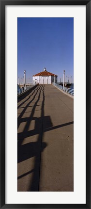 Framed Hut on a pier, Manhattan Beach Pier, Manhattan Beach, Los Angeles County, California (vertical) Print