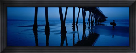 Framed Silhouette of a pier, Hermosa Beach Pier, Hermosa Beach, California, USA Print