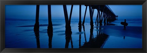 Framed Silhouette of a pier, Hermosa Beach Pier, Hermosa Beach, California, USA Print