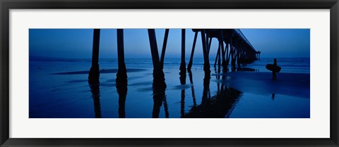 Framed Silhouette of a pier, Hermosa Beach Pier, Hermosa Beach, California, USA Print