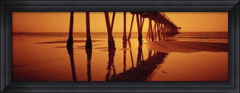Framed Silhouette of a pier at sunset, Hermosa Beach Pier, Hermosa Beach, California, USA Print