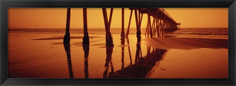 Framed Silhouette of a pier at sunset, Hermosa Beach Pier, Hermosa Beach, California, USA Print