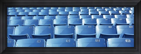 Framed Empty blue seats in a stadium, Soldier Field, Chicago, Illinois, USA Print