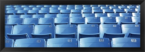 Framed Empty blue seats in a stadium, Soldier Field, Chicago, Illinois, USA Print