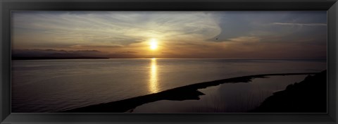 Framed Sunset over the sea, Ebey&#39;s Landing National Historical Reserve, Whidbey Island, Island County, Washington State, USA Print