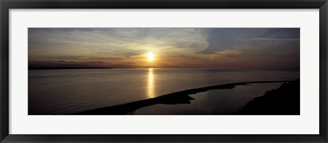 Framed Sunset over the sea, Ebey&#39;s Landing National Historical Reserve, Whidbey Island, Island County, Washington State, USA Print