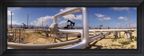Framed Pipelines on a landscape, Taft, Kern County, California, USA Print