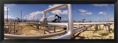 Framed Pipelines on a landscape, Taft, Kern County, California, USA Print