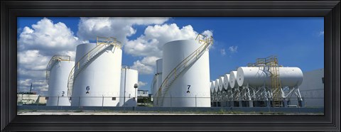 Framed Storage tanks in a factory, Miami, Florida, USA Print