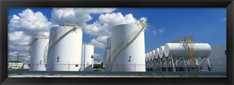 Framed Storage tanks in a factory, Miami, Florida, USA Print