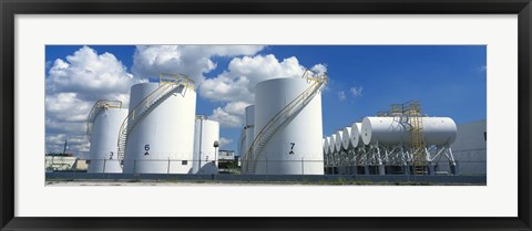 Framed Storage tanks in a factory, Miami, Florida, USA Print