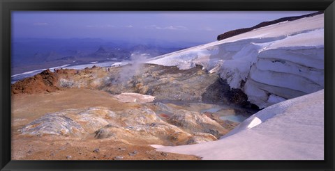 Framed Panoramic view of a geothermal area, Kverkfjoll, Vatnajokull, Iceland Print