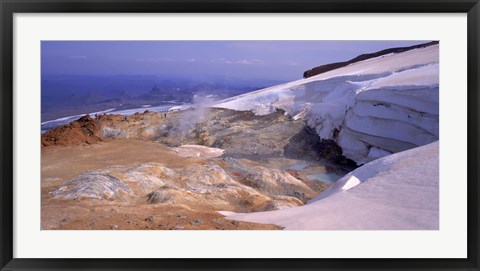 Framed Panoramic view of a geothermal area, Kverkfjoll, Vatnajokull, Iceland Print