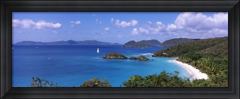 Framed Trees on the coast, Trunk Bay, Virgin Islands National Park, St. John, US Virgin Islands Print