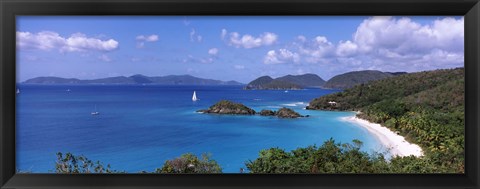 Framed Trees on the coast, Trunk Bay, Virgin Islands National Park, St. John, US Virgin Islands Print