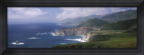 Framed Rock formations on the beach, Bixby Bridge, Pacific Coast Highway, Big Sur, California, USA Print