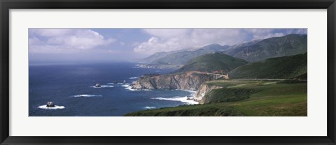 Framed Rock formations on the beach, Bixby Bridge, Pacific Coast Highway, Big Sur, California, USA Print