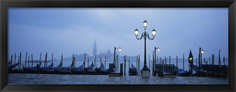 Framed Gondolas in a canal, Grand Canal, St. Mark&#39;s Square, San Giorgio Maggiore, Venice, Veneto, Italy Print