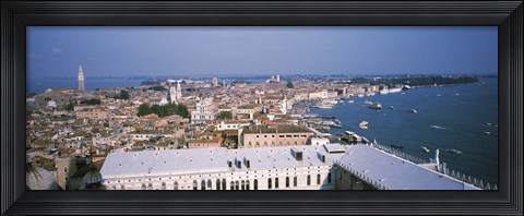 Framed High angle view of a city, Grand Canal, St. Mark&#39;s Campanile, Doges Palace, Venice, Veneto, Italy Print