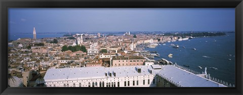 Framed High angle view of a city, Grand Canal, St. Mark&#39;s Campanile, Doges Palace, Venice, Veneto, Italy Print