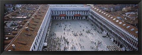 Framed High angle view of a town square, St. Mark&#39;s Square, St Mark&#39;s Campanile, Venice, Veneto, Italy Print