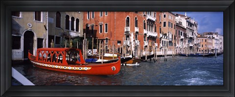 Framed Red Gondola, Grand Canal, Venice, Veneto, Italy Print