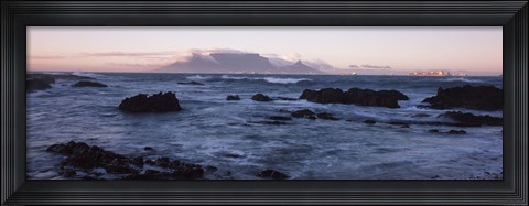 Framed Rocks in the sea with Table Mountain, Cape Town, South Africa Print