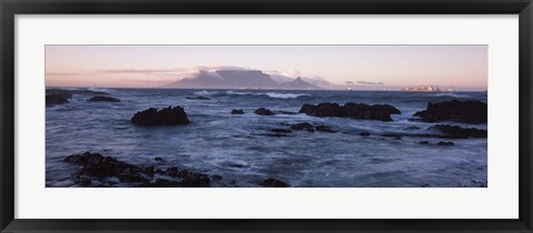 Framed Rocks in the sea with Table Mountain, Cape Town, South Africa Print