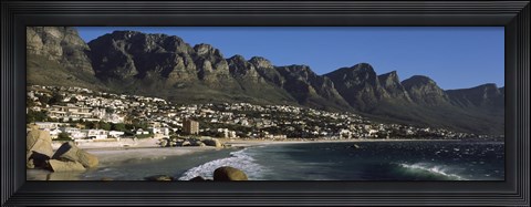 Framed Town at the coast with a mountain range, Twelve Apostle, Camps Bay, Cape Town, Western Cape Province, Republic of South Africa Print