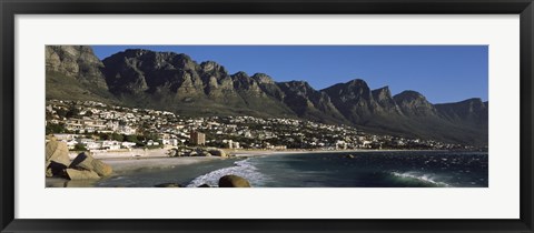 Framed Town at the coast with a mountain range, Twelve Apostle, Camps Bay, Cape Town, Western Cape Province, Republic of South Africa Print