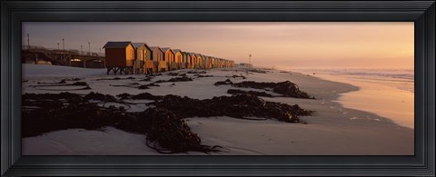Framed Changing room huts on the beach, Muizenberg Beach, False Bay, Cape Town, Western Cape Province, Republic of South Africa Print