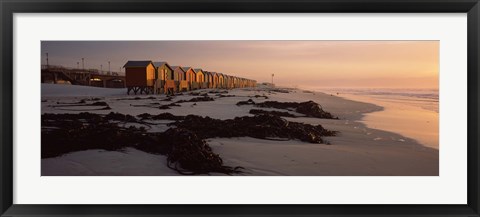 Framed Changing room huts on the beach, Muizenberg Beach, False Bay, Cape Town, Western Cape Province, Republic of South Africa Print