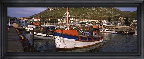 Framed Fishing boats moored at a harbor, Kalk Bay Harbour, Kalk Bay, False Bay, Cape Town, Western Cape Province, South Africa Print