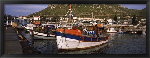 Framed Fishing boats moored at a harbor, Kalk Bay Harbour, Kalk Bay, False Bay, Cape Town, Western Cape Province, South Africa Print