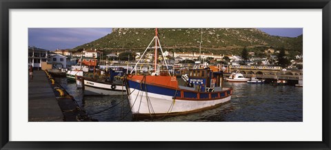 Framed Fishing boats moored at a harbor, Kalk Bay Harbour, Kalk Bay, False Bay, Cape Town, Western Cape Province, South Africa Print