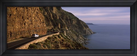Framed Car on the mountainside road, Mt Chapman&#39;s Peak, Cape Town, Western Cape Province, South Africa Print