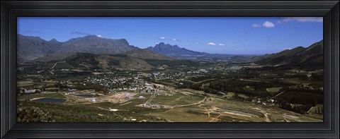 Framed Aerial view of a valley, Franschhoek Valley, Franschhoek, Simonsberg, Western Cape Province, Republic of South Africa Print