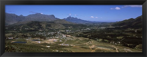 Framed Aerial view of a valley, Franschhoek Valley, Franschhoek, Simonsberg, Western Cape Province, Republic of South Africa Print